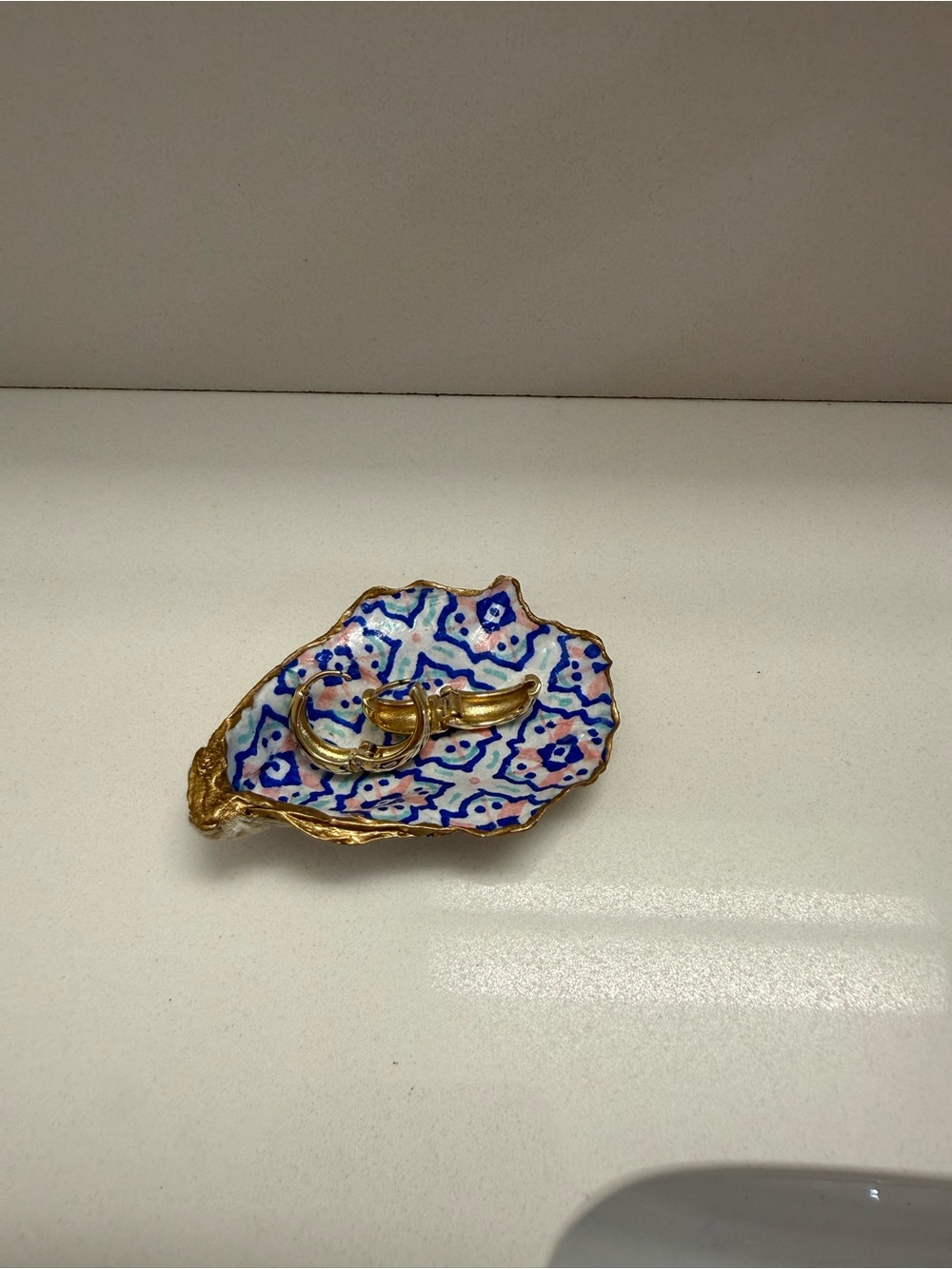 Handmade Oyster Jewelry Dish with Gold Lead Dipped Edge
